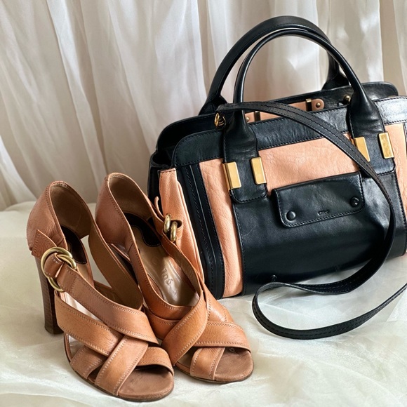 BEATERS: Vintage Chloé Pêche O Ring Leather Strap Chunky Heel (38) - Picture 8 of 13